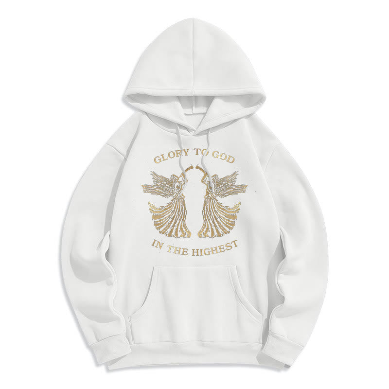 Christianartworkshop Sweat à capuche en polyester doublé polaire, style classique, avec l'inscription « Gloire à Dieu au plus haut des anges ». - Blanc - 2XL - image 8