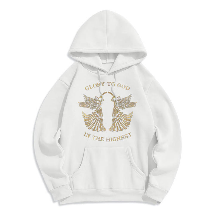 Christianartworkshop Sweat à capuche en polyester doublé polaire, style classique, avec l'inscription « Gloire à Dieu au plus haut des anges ». - Blanc - 2XL - image 8