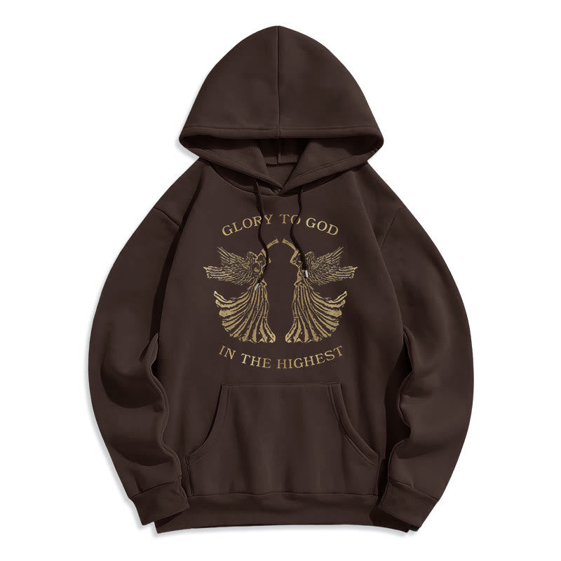 Christianartworkshop Sweat à capuche en polyester doublé polaire, style classique, avec l'inscription « Gloire à Dieu au plus haut des anges ». - Brun - 2XL - image 12