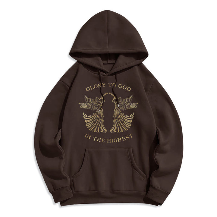 Christianartworkshop Sweat à capuche en polyester doublé polaire, style classique, avec l'inscription « Gloire à Dieu au plus haut des anges ». - Brun - 2XL - image 12