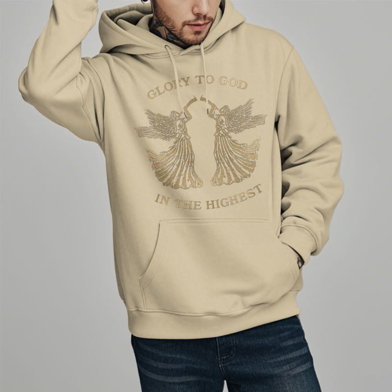 Christianartworkshop Sweat à capuche en polyester doublé polaire, style classique, avec l'inscription « Gloire à Dieu au plus haut des anges ». - image 11