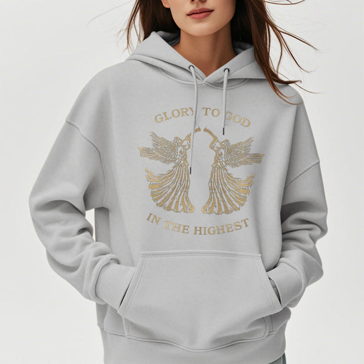 Christianartworkshop Sweat à capuche en polyester doublé polaire, style classique, avec l'inscription « Gloire à Dieu au plus haut des anges ». - image 17