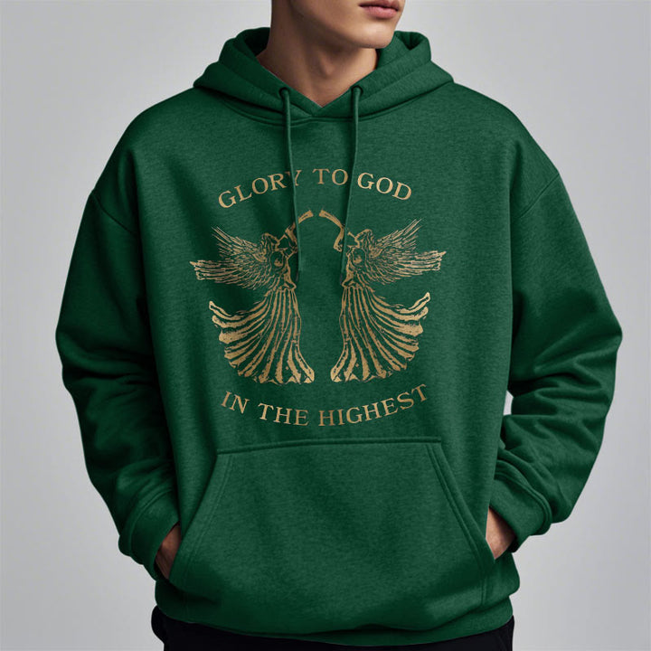 Christianartworkshop Sweat à capuche en polyester doublé polaire, style classique, avec l'inscription « Gloire à Dieu au plus haut des anges ». - image 15