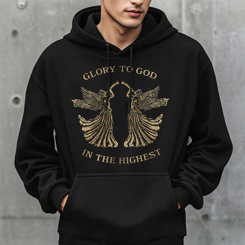 Christianartworkshop Sweat à capuche en polyester doublé polaire, style classique, avec l'inscription « Gloire à Dieu au plus haut des anges ». - image 7