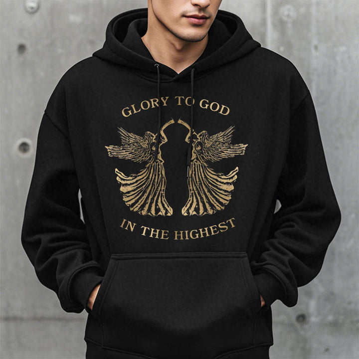 Christianartworkshop Sweat à capuche en polyester doublé polaire, style classique, avec l'inscription « Gloire à Dieu au plus haut des anges ». - image 7