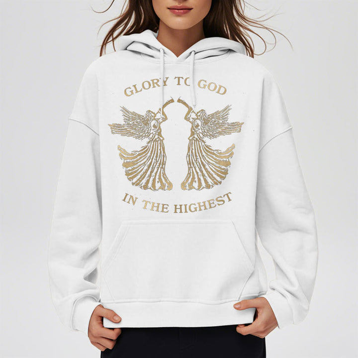 Christianartworkshop Sweat à capuche en polyester doublé polaire, style classique, avec l'inscription « Gloire à Dieu au plus haut des anges ». - image 9