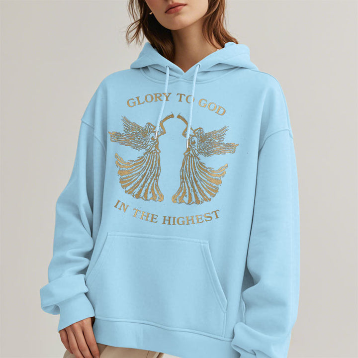 Christianartworkshop Sweat à capuche en polyester doublé polaire, style classique, avec l'inscription « Gloire à Dieu au plus haut des anges ». - image 4