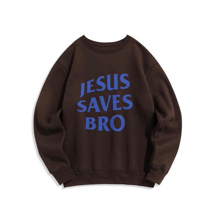 Sweat-shirt en polyester doublé polaire avec citation « Jésus sauve mon frère » de Christianartworkshop - Brun - 2XL - image 0