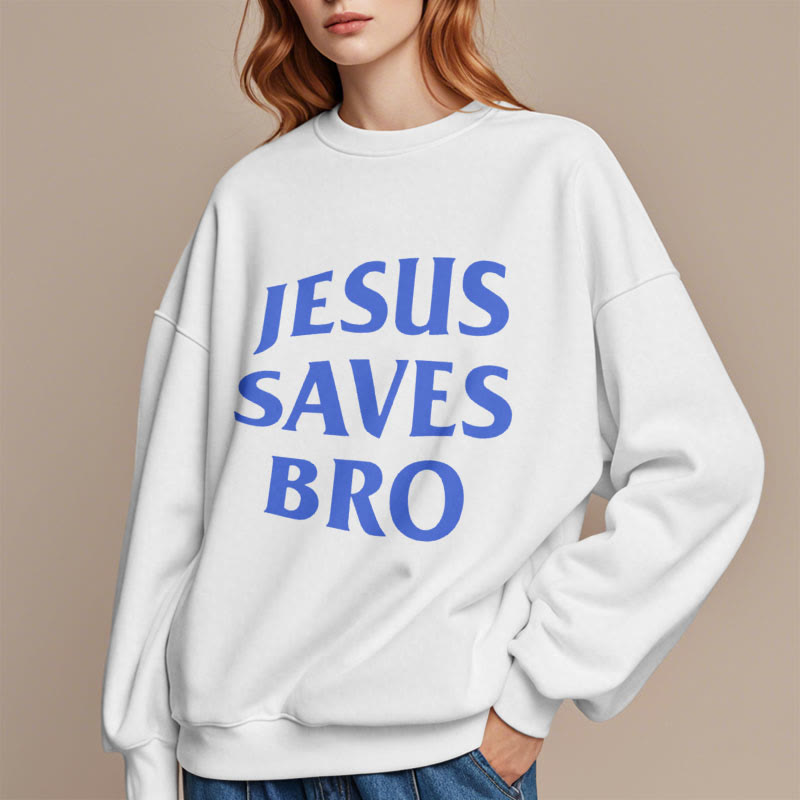 Sweat-shirt en polyester doublé polaire avec citation « Jésus sauve mon frère » de Christianartworkshop - image 8