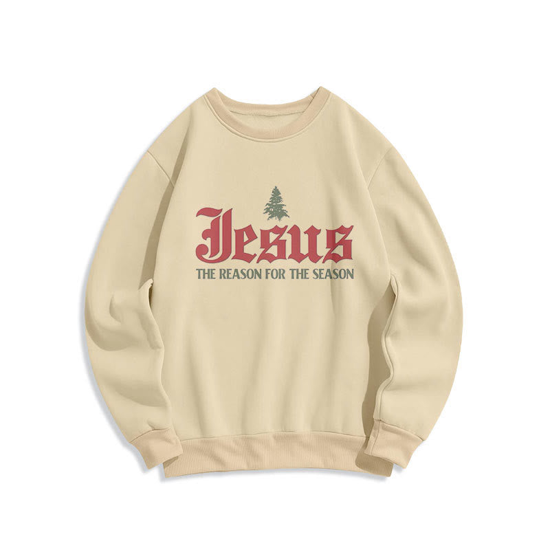 Sweat-shirt en polyester doublé polaire avec citation de Christianartworkshop : Jésus, la raison de cette fête - Beige - 2XL - image 0