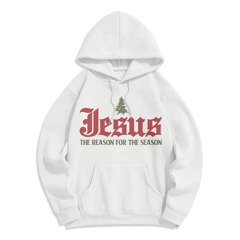 Sweat à capuche en polyester doublé polaire « Christianartworkshop Quote Style Jesus The Reason for the Season » - Blanc - 2XL - image 0