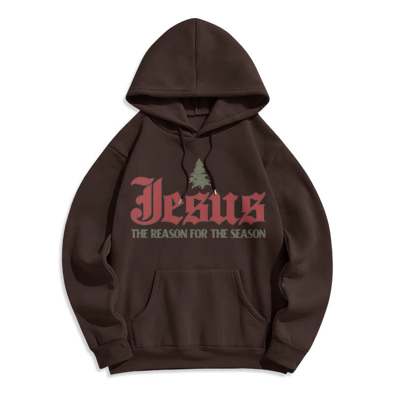 Sweat à capuche en polyester doublé polaire « Christianartworkshop Quote Style Jesus The Reason for the Season » - Brun - 2XL - image 9