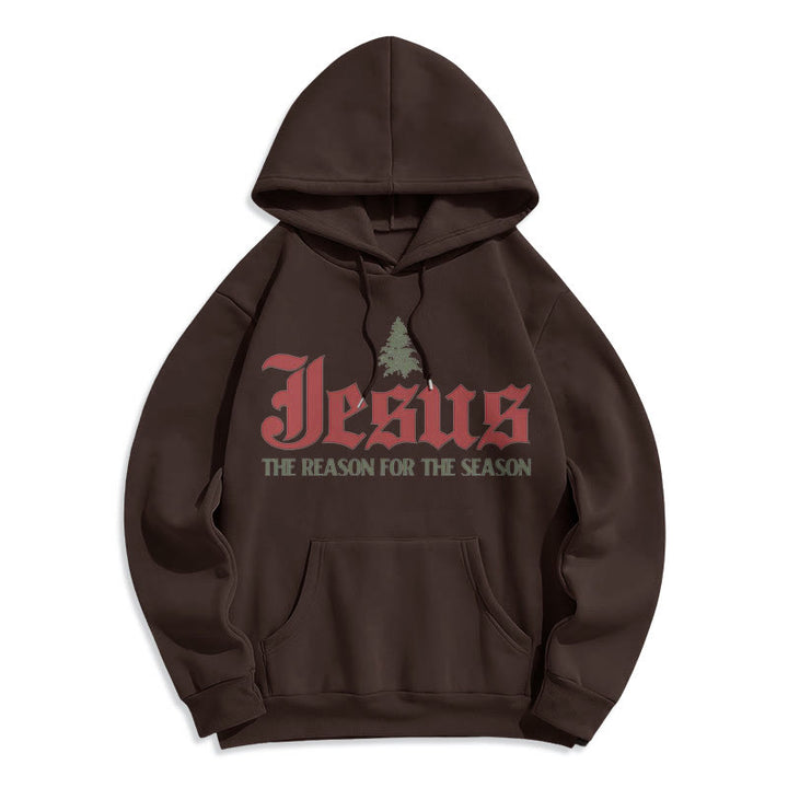 Sweat à capuche en polyester doublé polaire « Christianartworkshop Quote Style Jesus The Reason for the Season » - Brun - 2XL - image 9