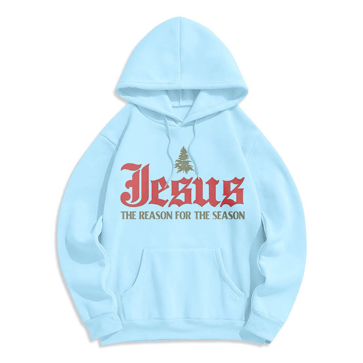Sweat à capuche en polyester doublé polaire « Christianartworkshop Quote Style Jesus The Reason for the Season » - Bleu - 2XL - image 13