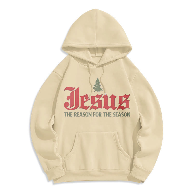 Sweat à capuche en polyester doublé polaire « Christianartworkshop Quote Style Jesus The Reason for the Season » - Beige - 2XL - image 7