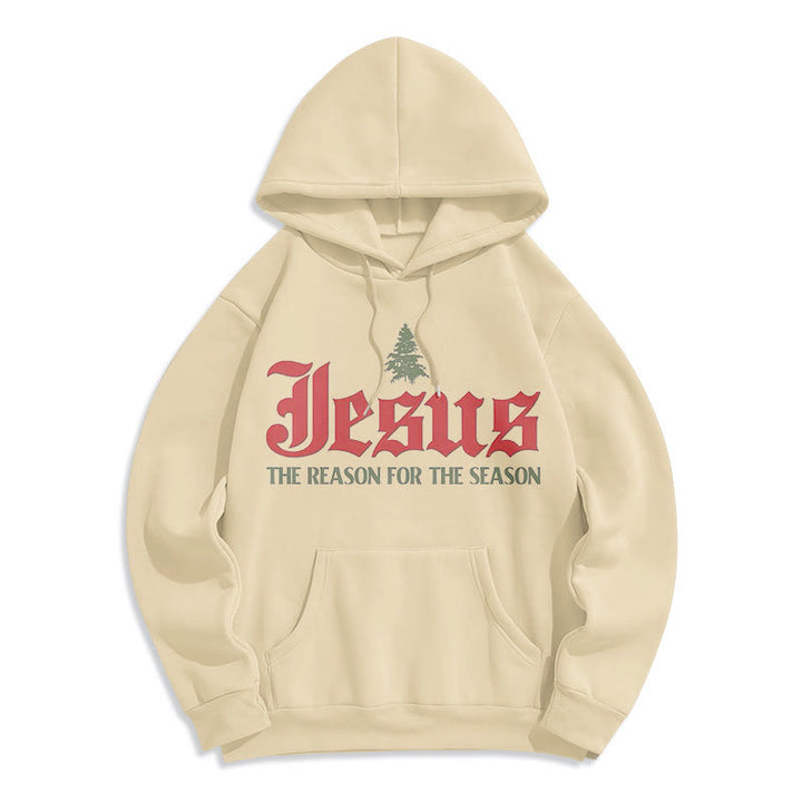 Sweat à capuche en polyester doublé polaire « Christianartworkshop Quote Style Jesus The Reason for the Season » - Beige - 2XL - image 7