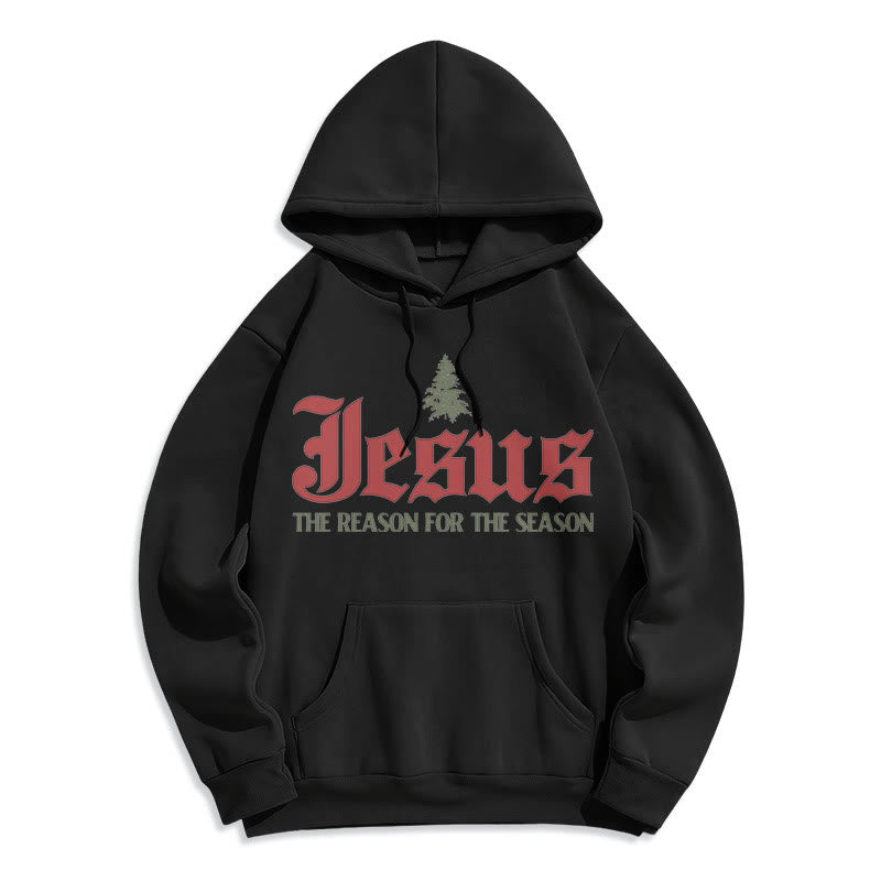 Sweat à capuche en polyester doublé polaire « Christianartworkshop Quote Style Jesus The Reason for the Season » - Noir - 2XL - image 5