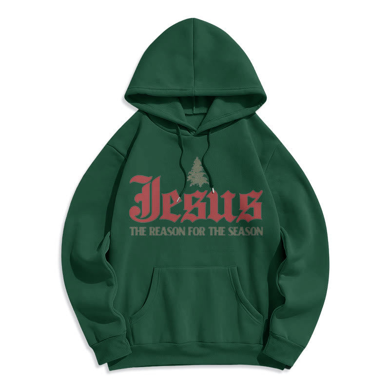 Sweat à capuche en polyester doublé polaire « Christianartworkshop Quote Style Jesus The Reason for the Season » - Vert - 2XL - image 11