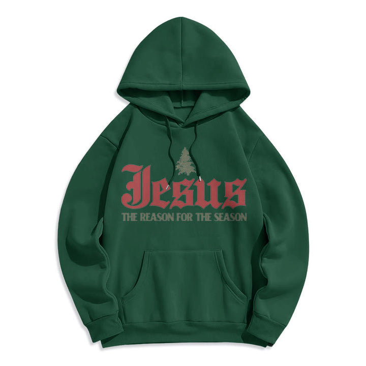 Sweat à capuche en polyester doublé polaire « Christianartworkshop Quote Style Jesus The Reason for the Season » - Vert - 2XL - image 11