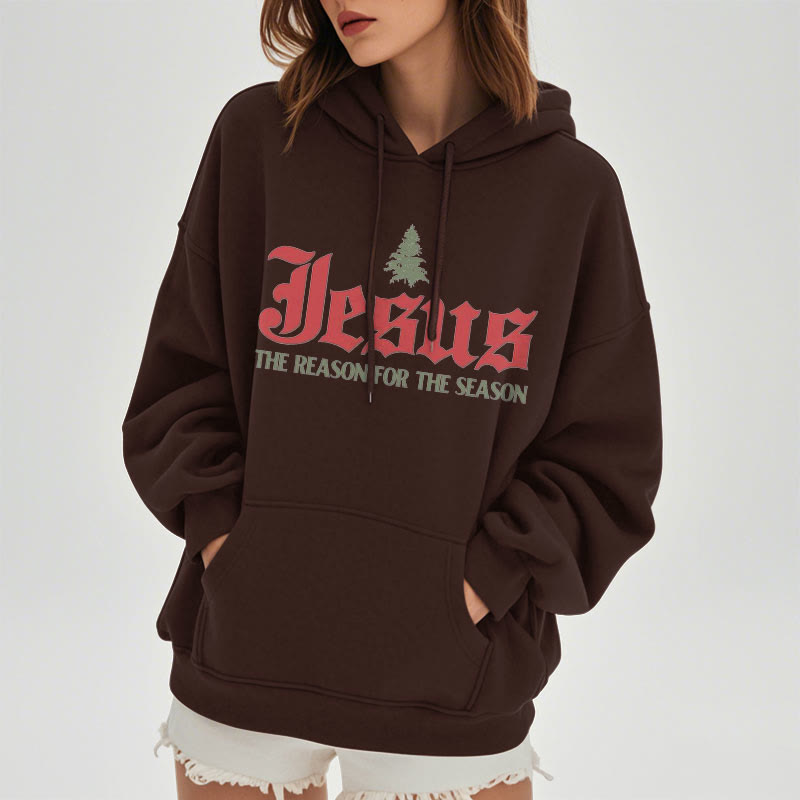 Sweat à capuche en polyester doublé polaire « Christianartworkshop Quote Style Jesus The Reason for the Season » - image 10