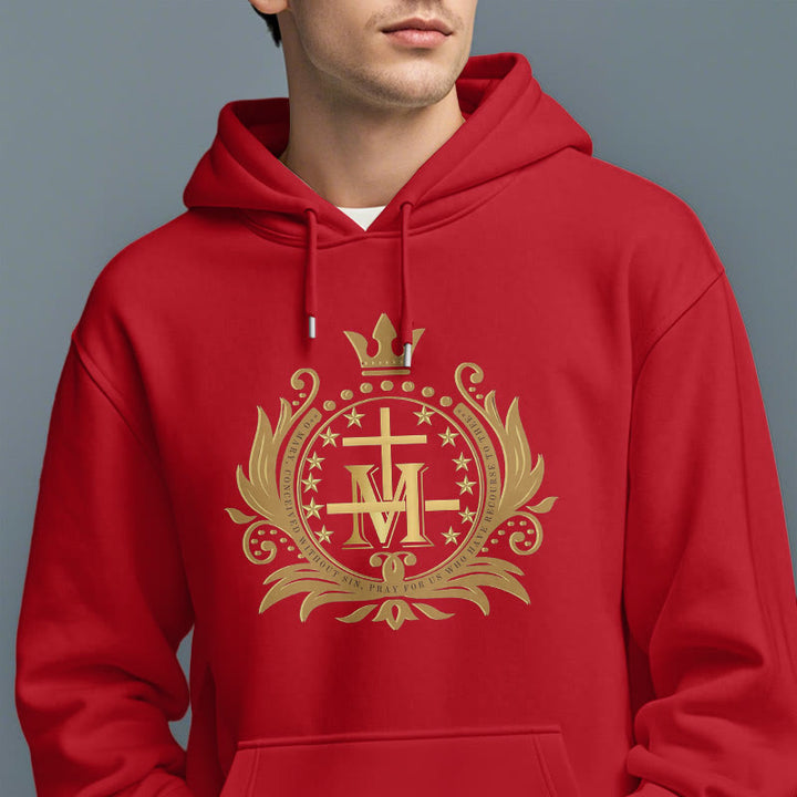 Sweat à capuche en polyester doublé polaire style classique avec croix couronnée et Vierge Marie, signé Christianartworkshop - image 18