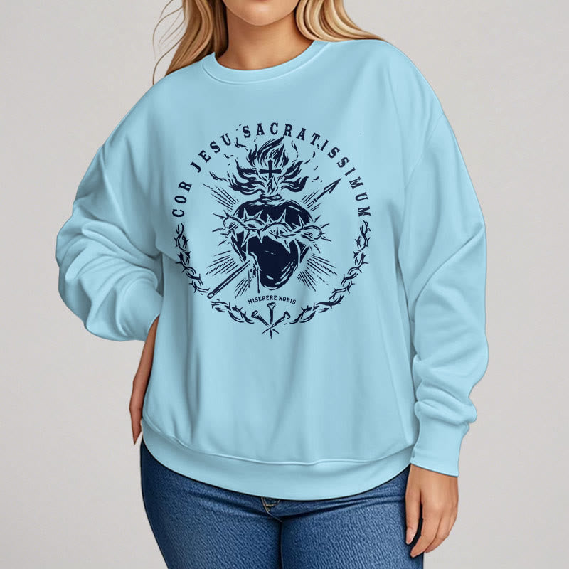 Sweat-shirt en polyester doublé polaire style classique Sacré-Cœur de Jésus de Christianartworkshop - image 14