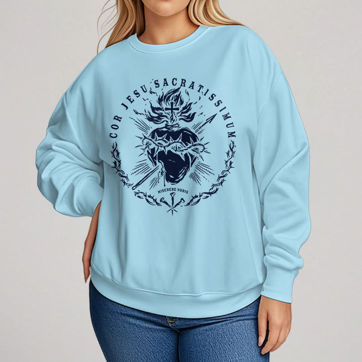 Sweat-shirt en polyester doublé polaire style classique Sacré-Cœur de Jésus de Christianartworkshop - image 14