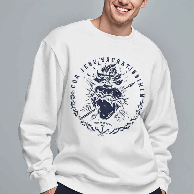 Sweat-shirt en polyester doublé polaire style classique Sacré-Cœur de Jésus de Christianartworkshop - image 4