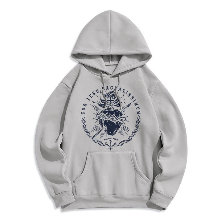 Sweat à capuche en polyester doublé polaire style classique Sacré-Cœur de Jésus de Christianartworkshop - Gris - 2XL - image 15
