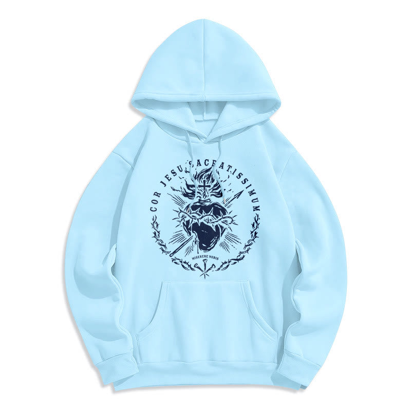 Sweat à capuche en polyester doublé polaire style classique Sacré-Cœur de Jésus de Christianartworkshop - Bleu - 2XL - image 13