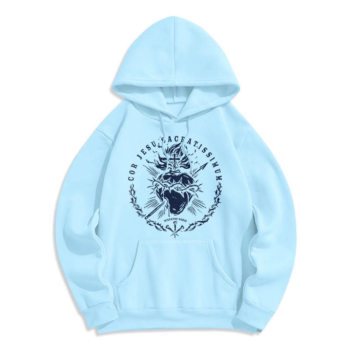 Sweat à capuche en polyester doublé polaire style classique Sacré-Cœur de Jésus de Christianartworkshop - Bleu - 2XL - image 13