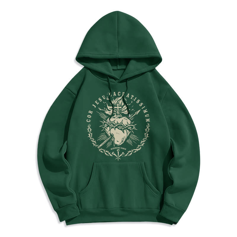 Sweat à capuche en polyester doublé polaire style classique Sacré-Cœur de Jésus de Christianartworkshop - Vert - 2XL - image 11