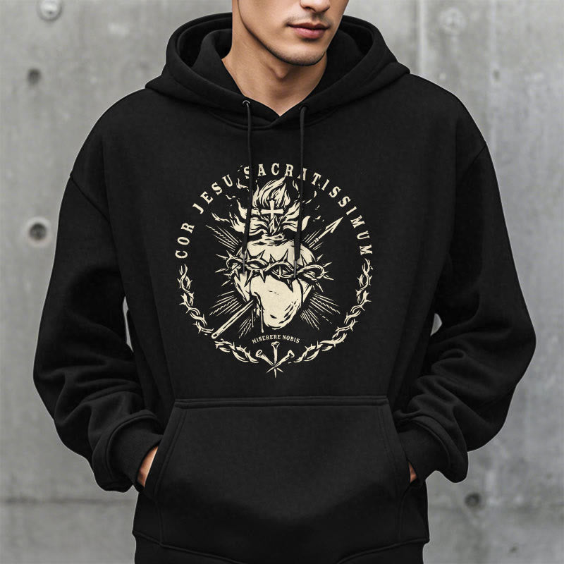 Sweat à capuche en polyester doublé polaire style classique Sacré-Cœur de Jésus de Christianartworkshop - image 6