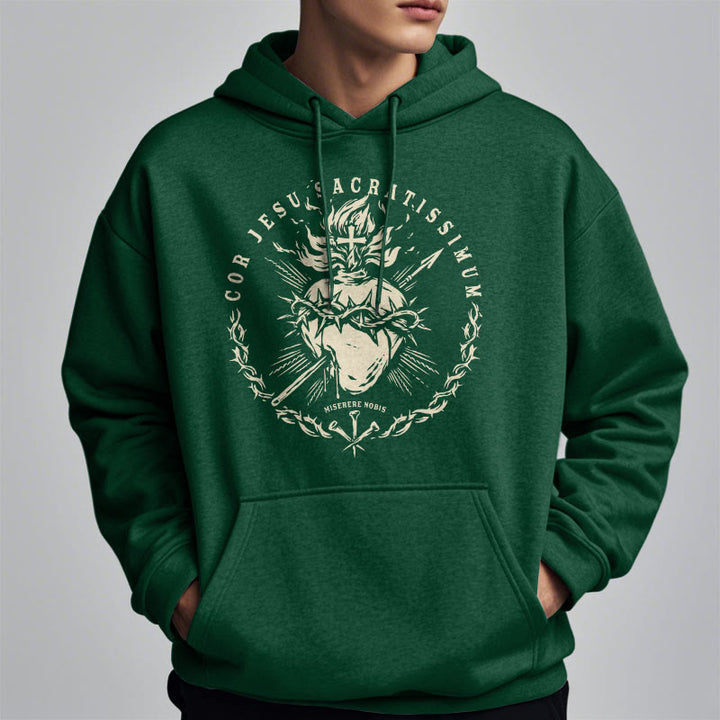 Sweat à capuche en polyester doublé polaire style classique Sacré-Cœur de Jésus de Christianartworkshop - image 12