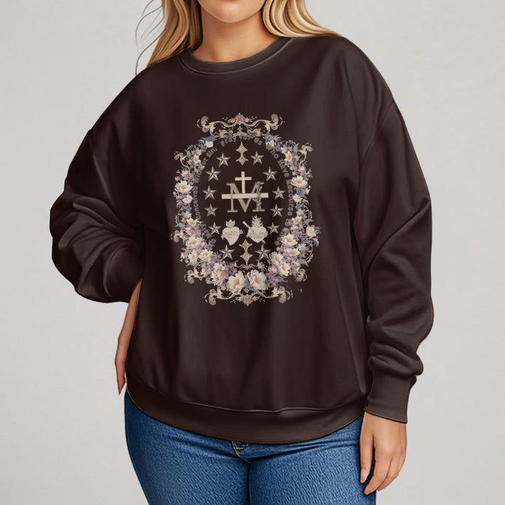 Sweat-shirt en polyester doublé polaire avec croix florale et motif Vierge Marie, style moderne, de Christianartworkshop - image 10