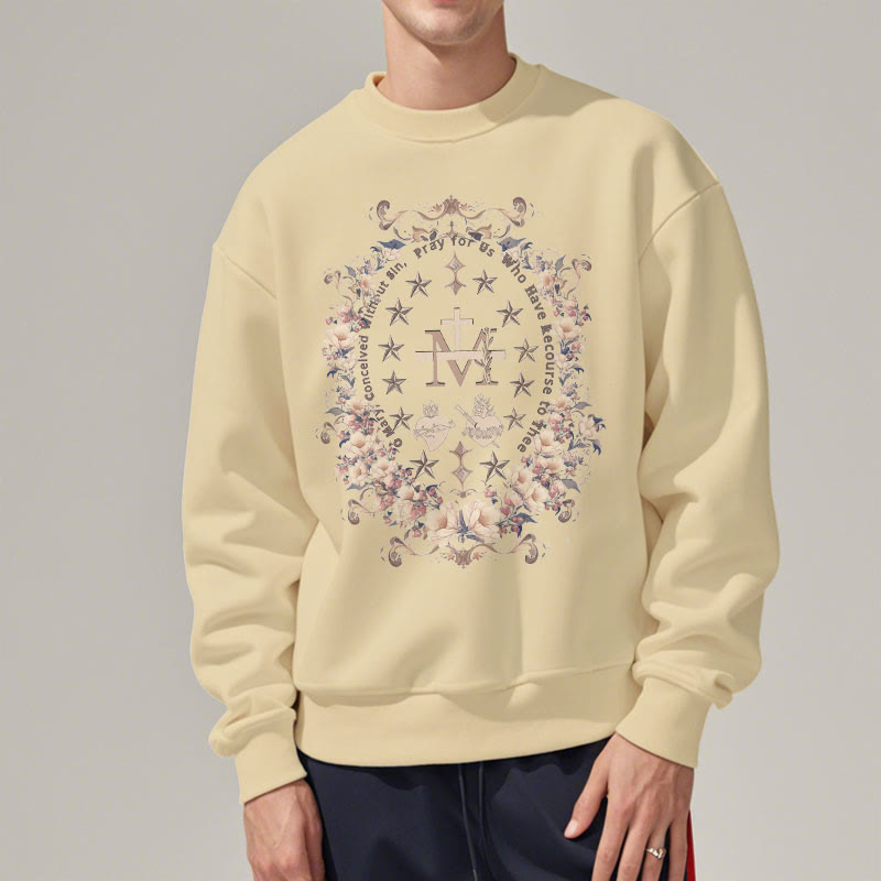 Sweat-shirt en polyester doublé polaire avec croix florale et motif Vierge Marie, style moderne, de Christianartworkshop - image 8