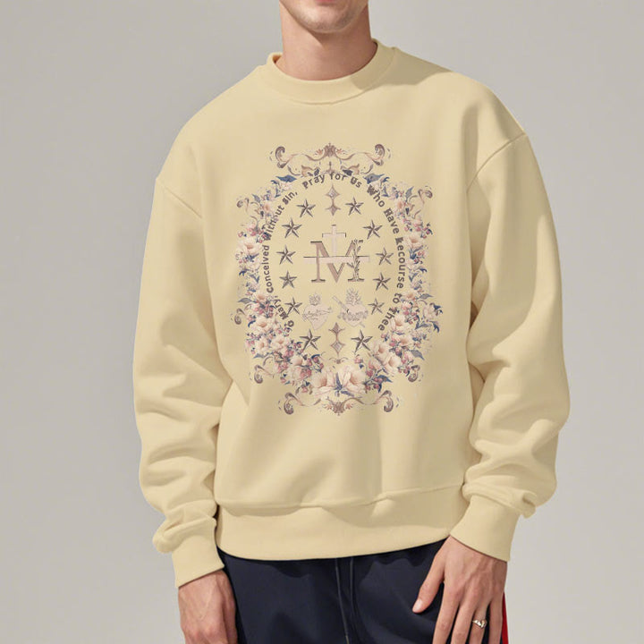 Sweat-shirt en polyester doublé polaire avec croix florale et motif Vierge Marie, style moderne, de Christianartworkshop - image 8