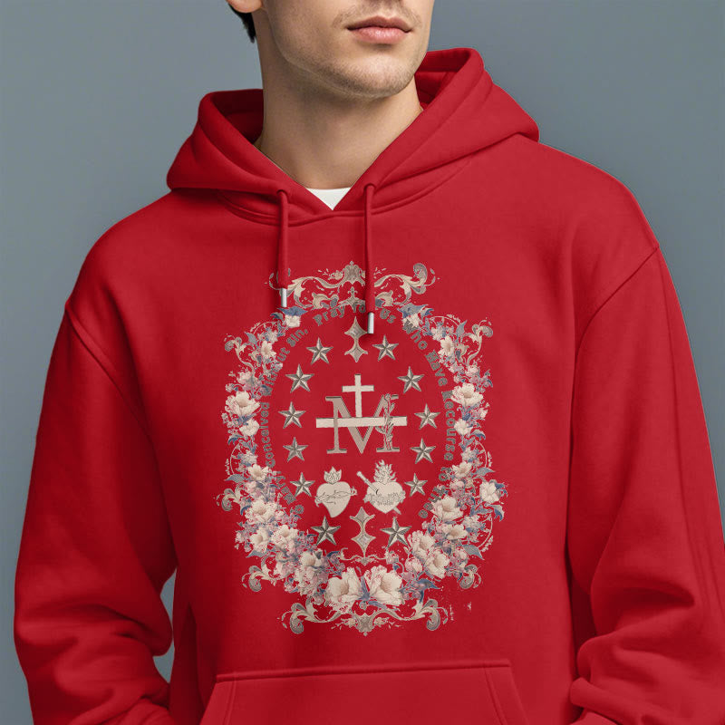 Sweat à capuche en polyester doublé polaire style moderne avec croix florale et Vierge Marie, signé Christianartworkshop - image 18