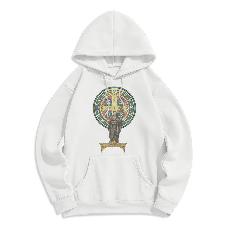 Sweat à capuche en polyester doublé polaire, style classique coloré, avec médaille de Saint Benoît, Christianartworkshop - image 5