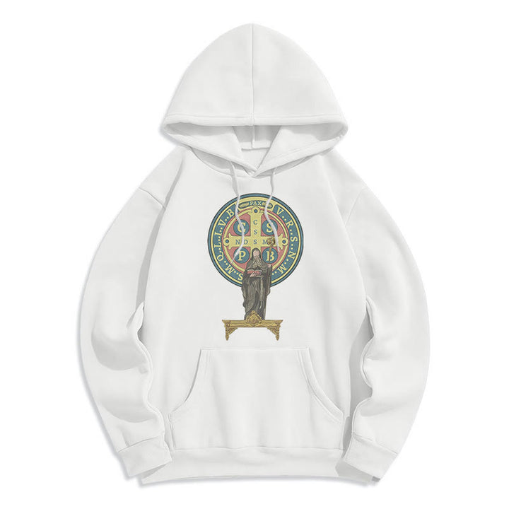Sweat à capuche en polyester doublé polaire, style classique coloré, avec médaille de Saint Benoît, Christianartworkshop - image 5