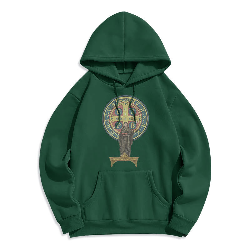 Sweat à capuche en polyester doublé polaire, style classique coloré, avec médaille de Saint Benoît, Christianartworkshop - image 11