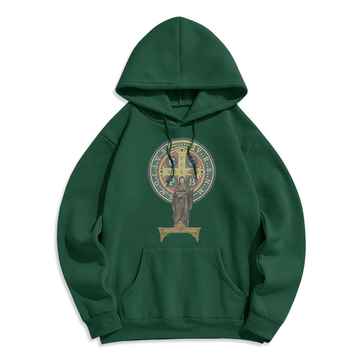 Sweat à capuche en polyester doublé polaire, style classique coloré, avec médaille de Saint Benoît, Christianartworkshop - image 11