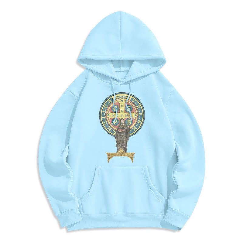 Sweat à capuche en polyester doublé polaire, style classique coloré, avec médaille de Saint Benoît, Christianartworkshop - image 13