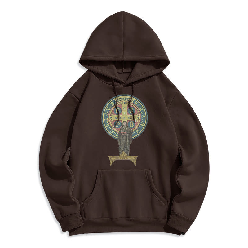 Sweat à capuche en polyester doublé polaire, style classique coloré, avec médaille de Saint Benoît, Christianartworkshop - image 9