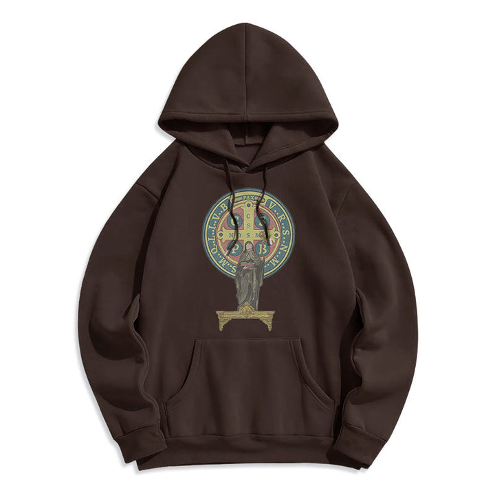 Sweat à capuche en polyester doublé polaire, style classique coloré, avec médaille de Saint Benoît, Christianartworkshop - image 9