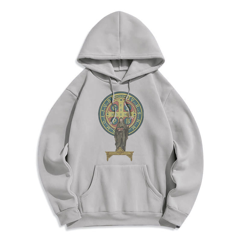 Sweat à capuche en polyester doublé polaire, style classique coloré, avec médaille de Saint Benoît, Christianartworkshop - image 15