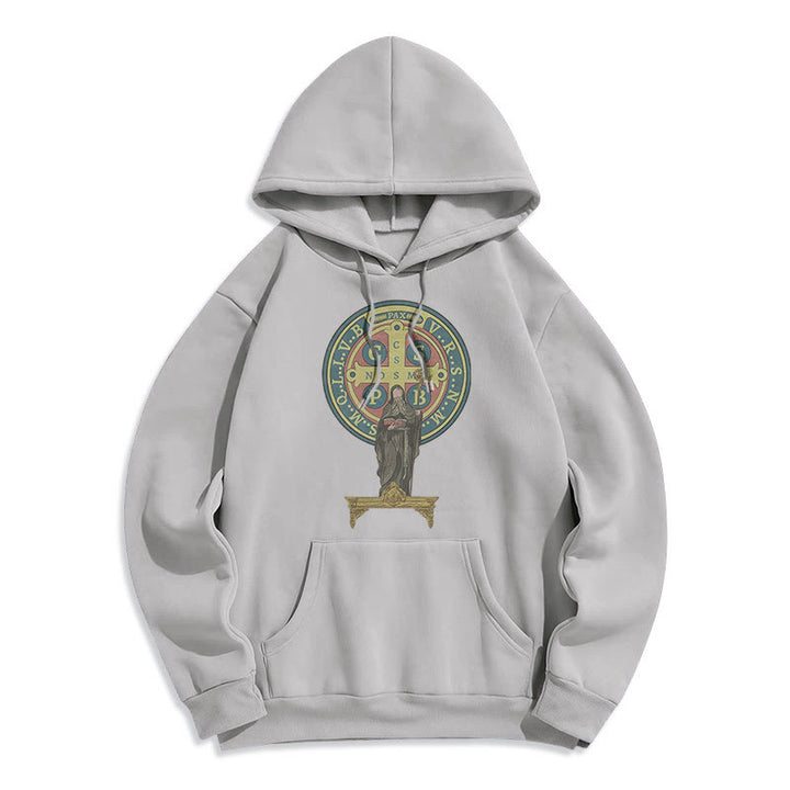 Sweat à capuche en polyester doublé polaire, style classique coloré, avec médaille de Saint Benoît, Christianartworkshop - image 15