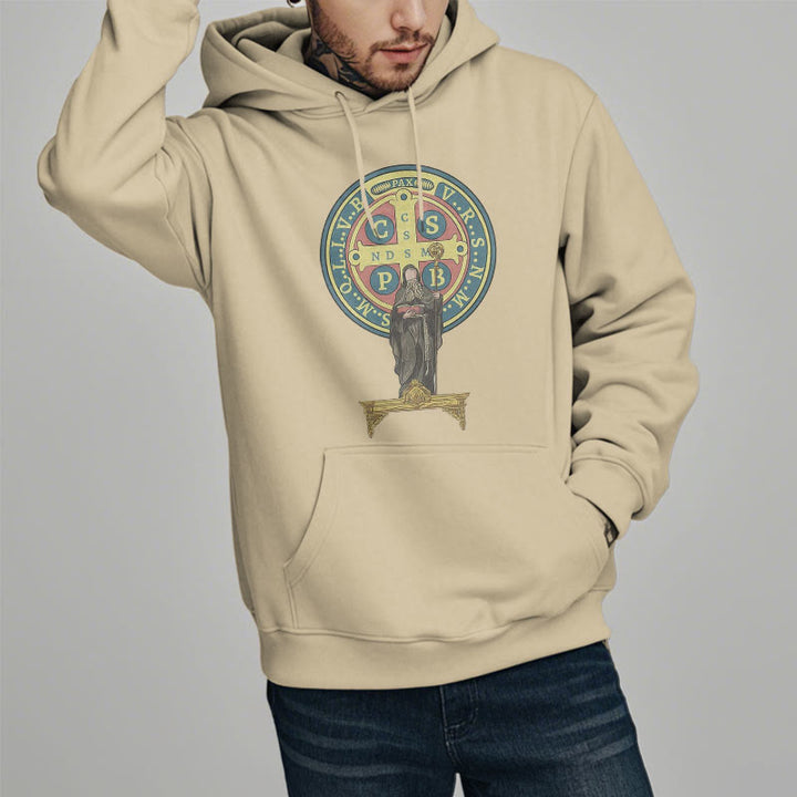 Sweat à capuche en polyester doublé polaire, style classique coloré, avec médaille de Saint Benoît, Christianartworkshop - image 8