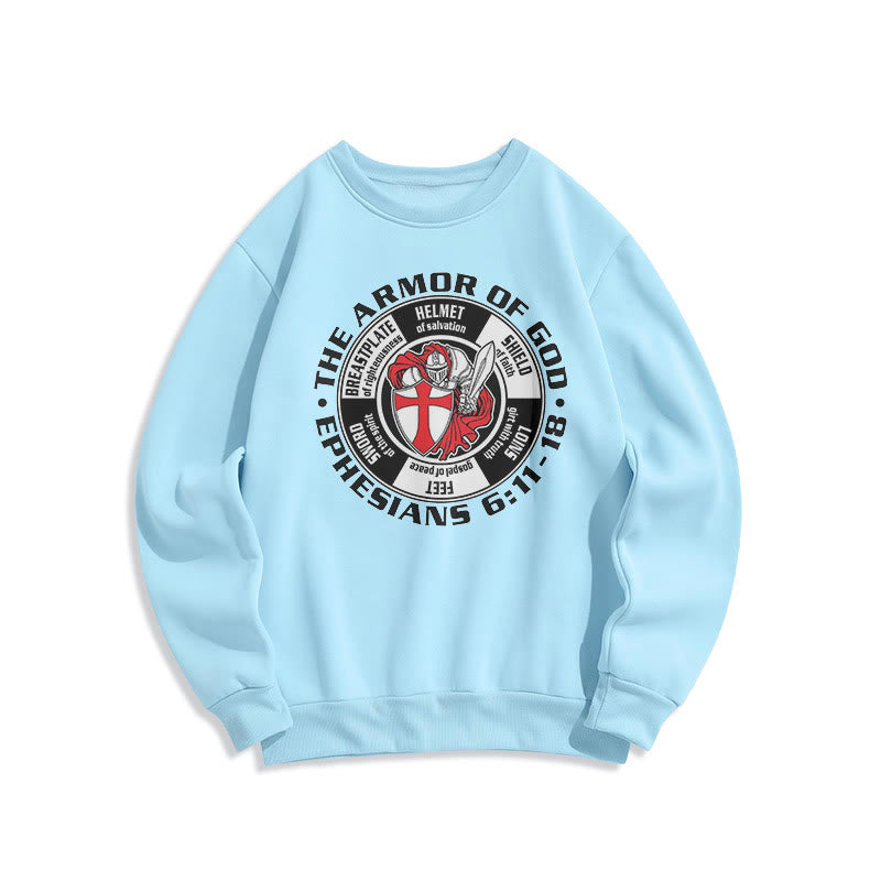 Sweat-shirt en polyester doublé polaire style moderne coloré Christianartworkshop, motif chevalier croisé et armure de Dieu - Bleu - 2XL - image 0