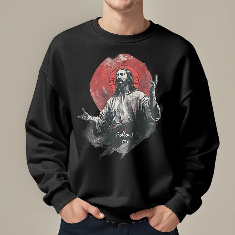 Sweat-shirt en polyester doublé polaire style classique avec auréole de Jésus « Suis-moi » de Christianartworkshop - image 7